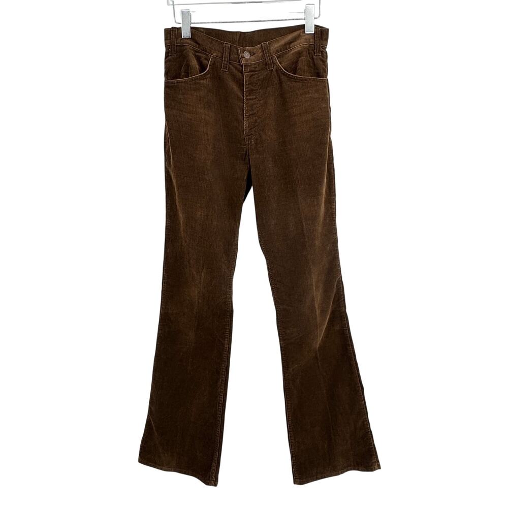 VTG 1974 Levi's 646 corduroy pants bell bottom white tab 42 Talon zipper brown